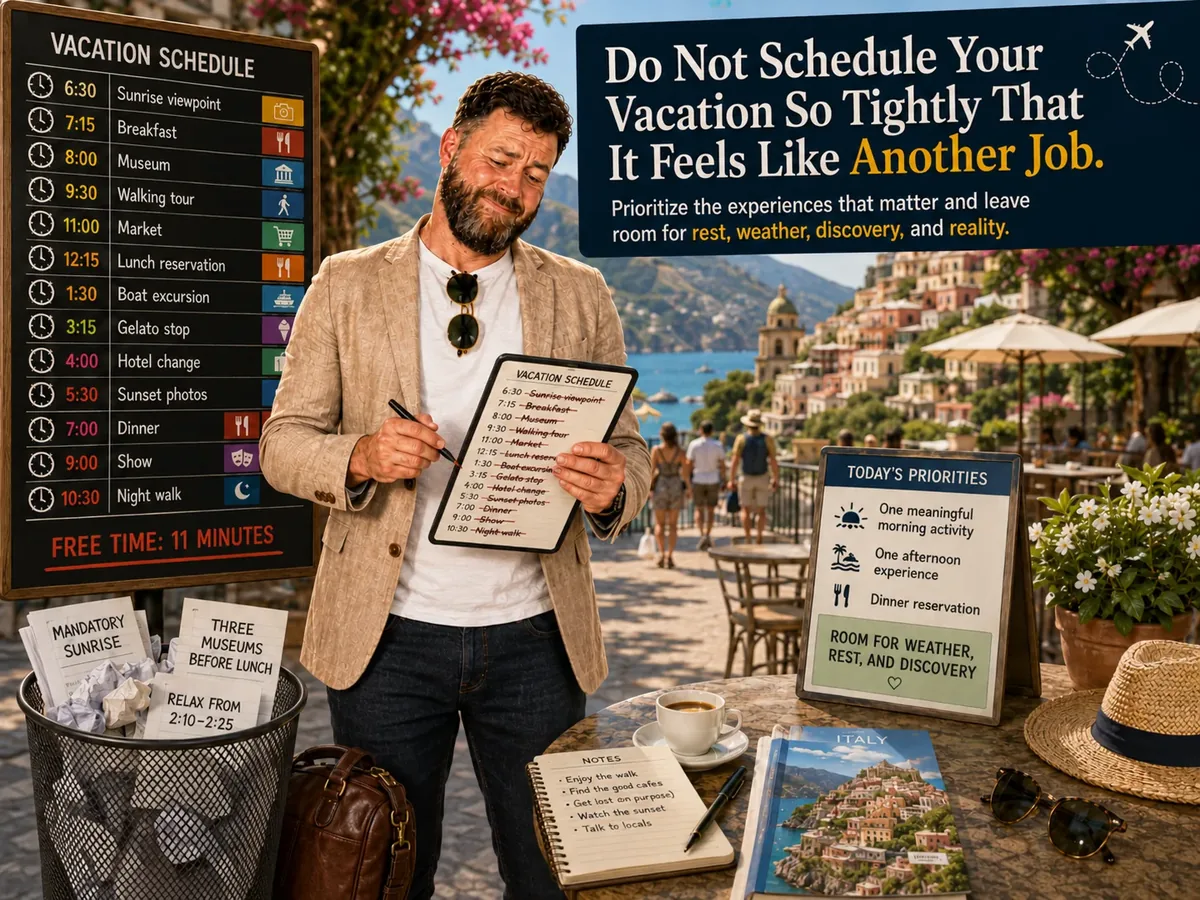 Do Not Schedule Your Vacation So Tightly That It Feels Like Another Job